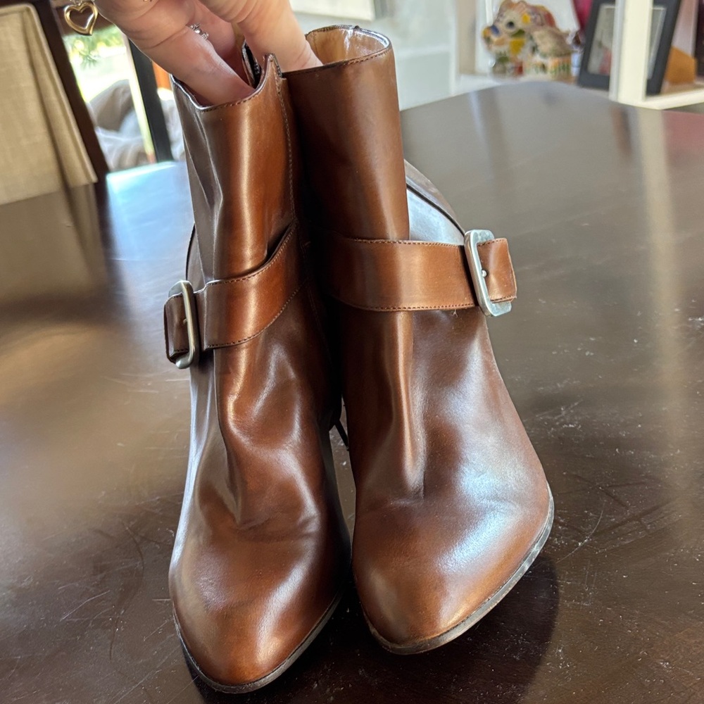 Cole Haan Chestnut Leather Ankle Booties